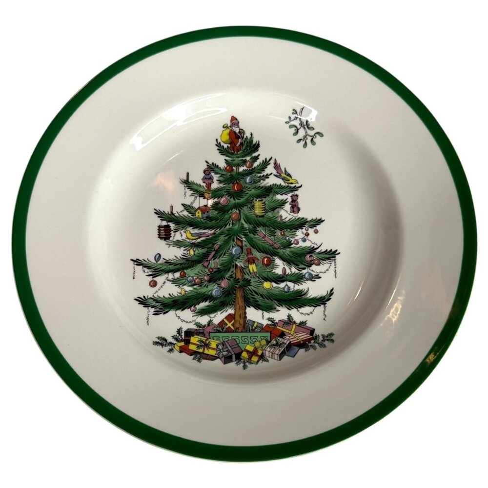 4 VTG Spode Christmas Tree Dinner Plates 10.75” Made In England S3324-Y Set - Picture 8 of 11